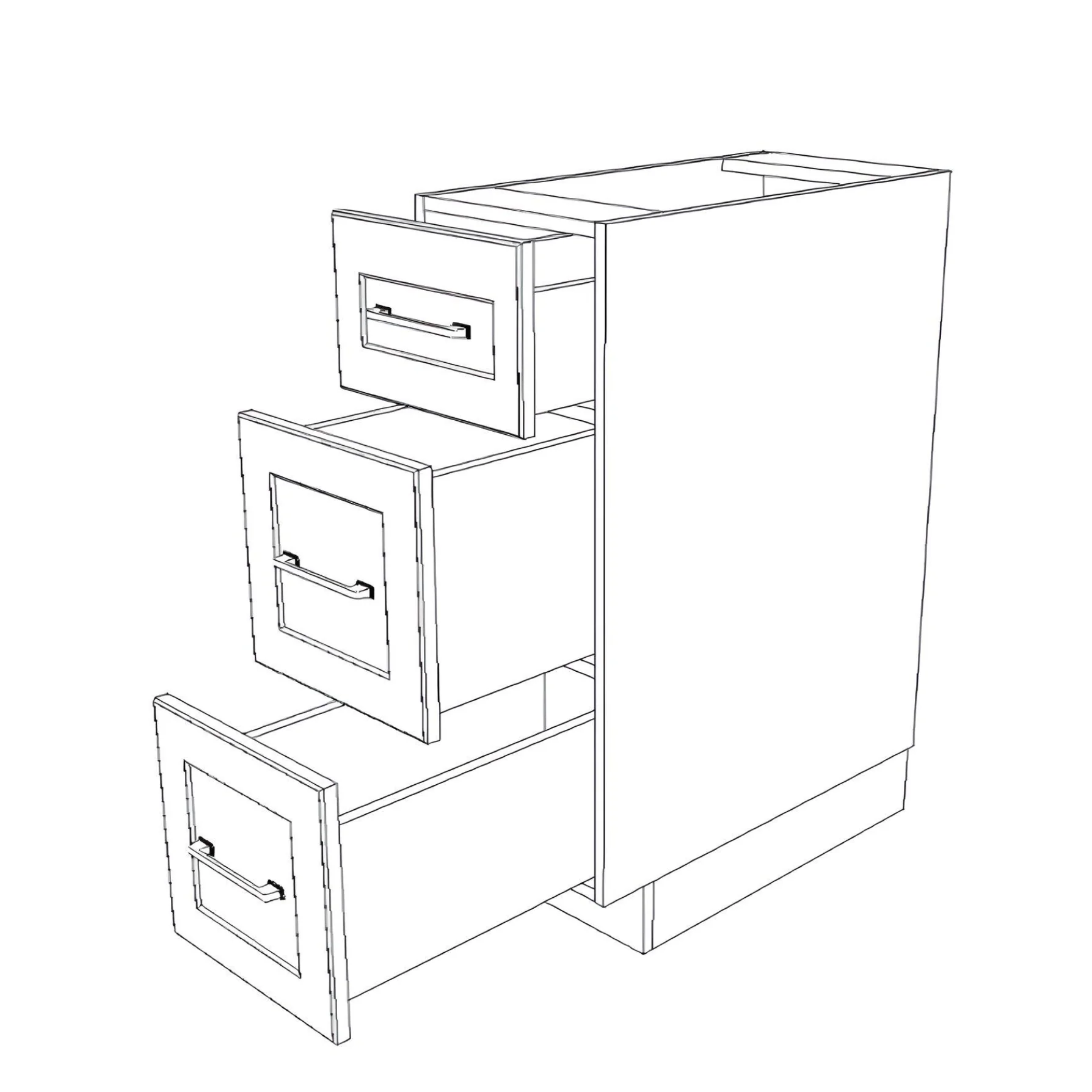 12" Wide Drawer Cabinet - Thermofoil Doors - Image 6