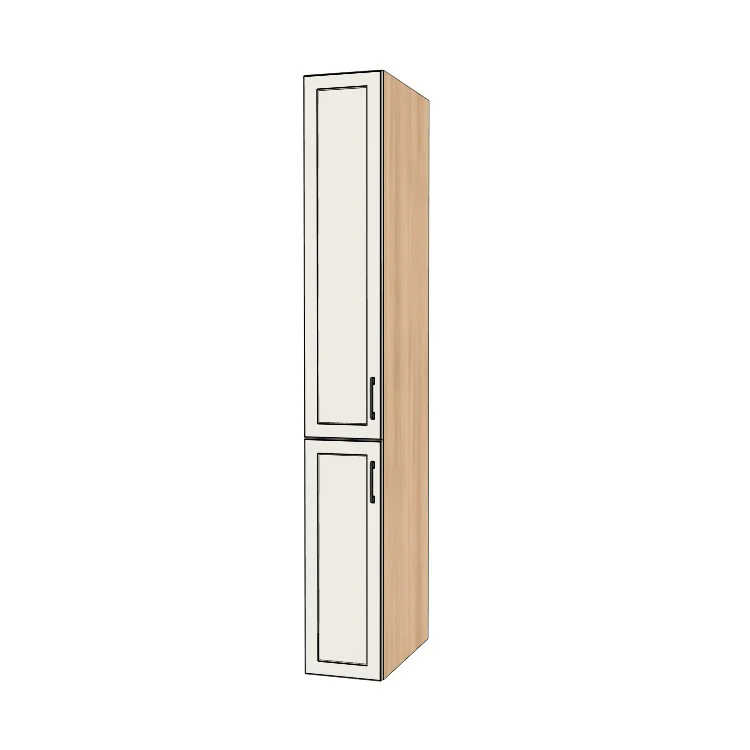 12" Wide Tall Pantry Cabinet - (Hardrock Maple Melamine Boxes - Painted Doors) 24 D