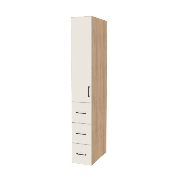 12" Wide Tall Pantry Cabinet with Drawer - (Ply Wood Boxes - Flat Panel Doors) 24 D