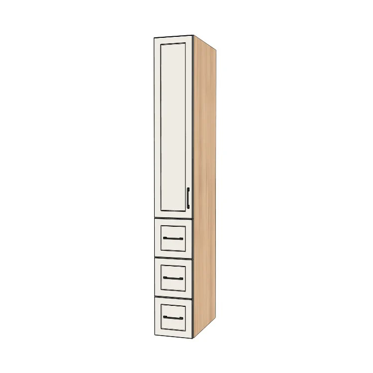 12" Wide Tall Pantry Cabinet with Drawer - (Ply Wood Boxes - Thermofoil Doors) 24 D