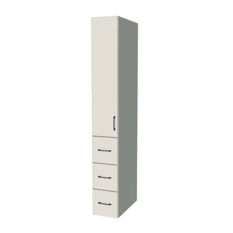 12" Wide Tall Pantry Cabinet with Drawer - (White Melamine Boxes - Flat Panel Doors) 24 D