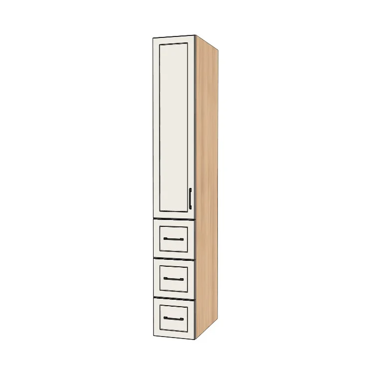 13" Wide Tall Pantry Cabinet with Drawer - (Ply Wood Boxes - Thermofoil Doors) 24 D