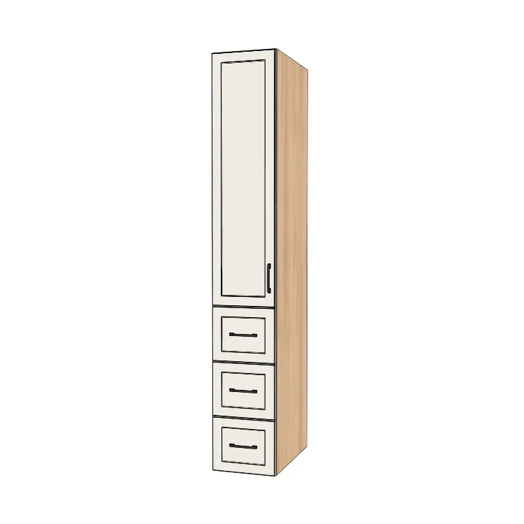 14" Wide Tall Pantry Cabinet with Drawer - (Hardrock Maple Melamine Boxes - Thermofoil Doors) 24 D