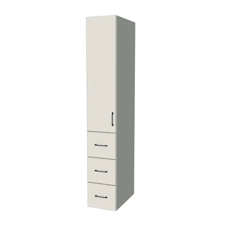 14" Wide Tall Pantry Cabinet with Drawer - (White Melamine Boxes - Flat Panel Doors) 24 D