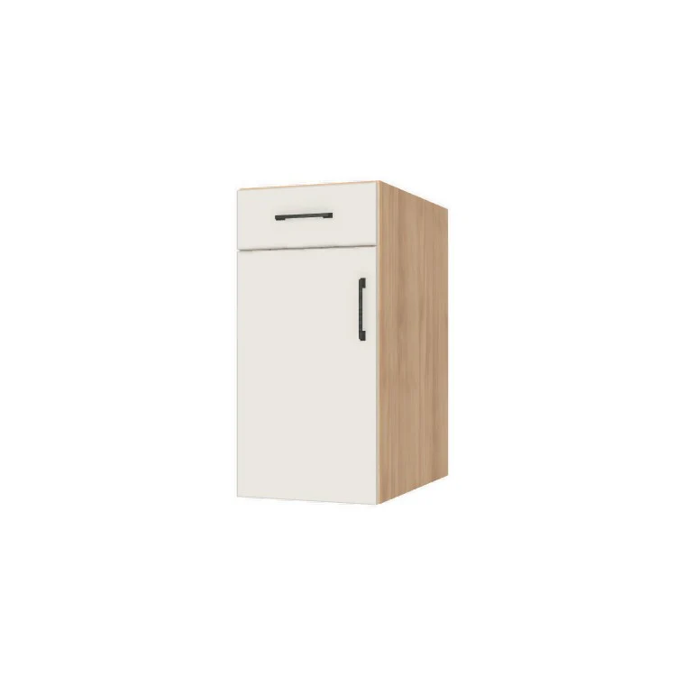 15" Wide Base Cabinet With Drawer On Top - (Hardrock Maple Melamine Boxes - Flat Panel Doors)