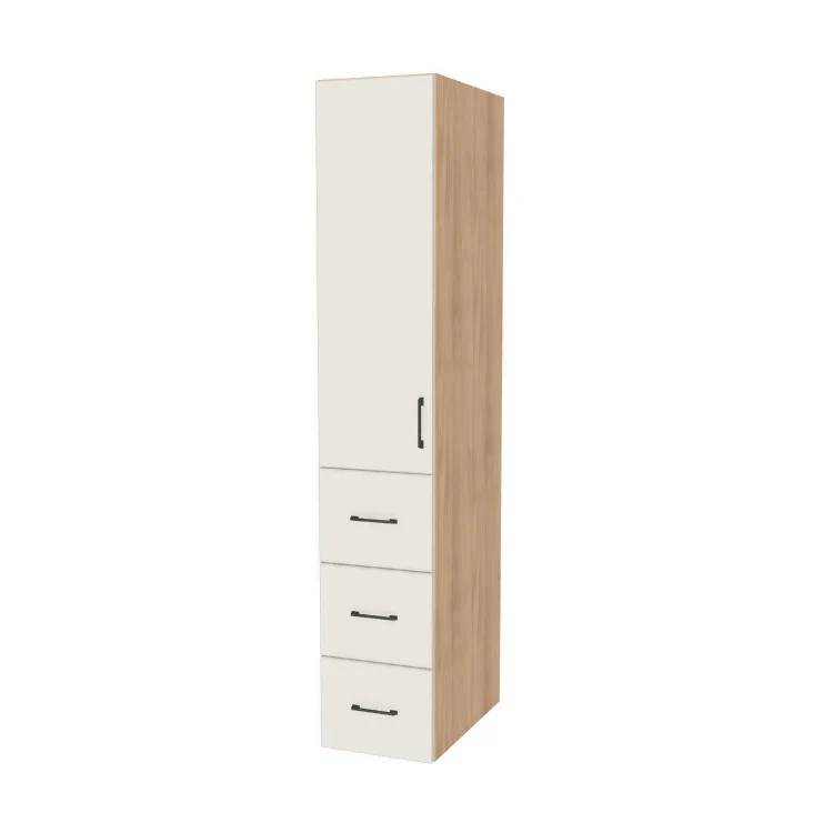 15" Wide Tall Pantry Cabinet with Drawer - (Hardrock Maple Melamine Boxes - Flat Panel Doors) 24 D