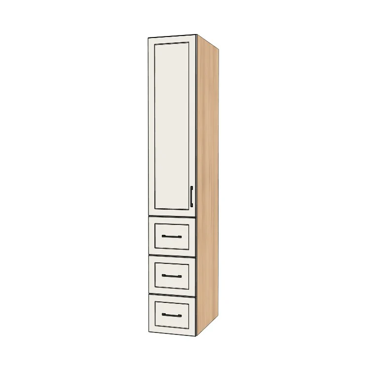 15" Wide Tall Pantry Cabinet with Drawer - (Hardrock Maple Melamine Boxes - Thermofoil Doors) 24 D