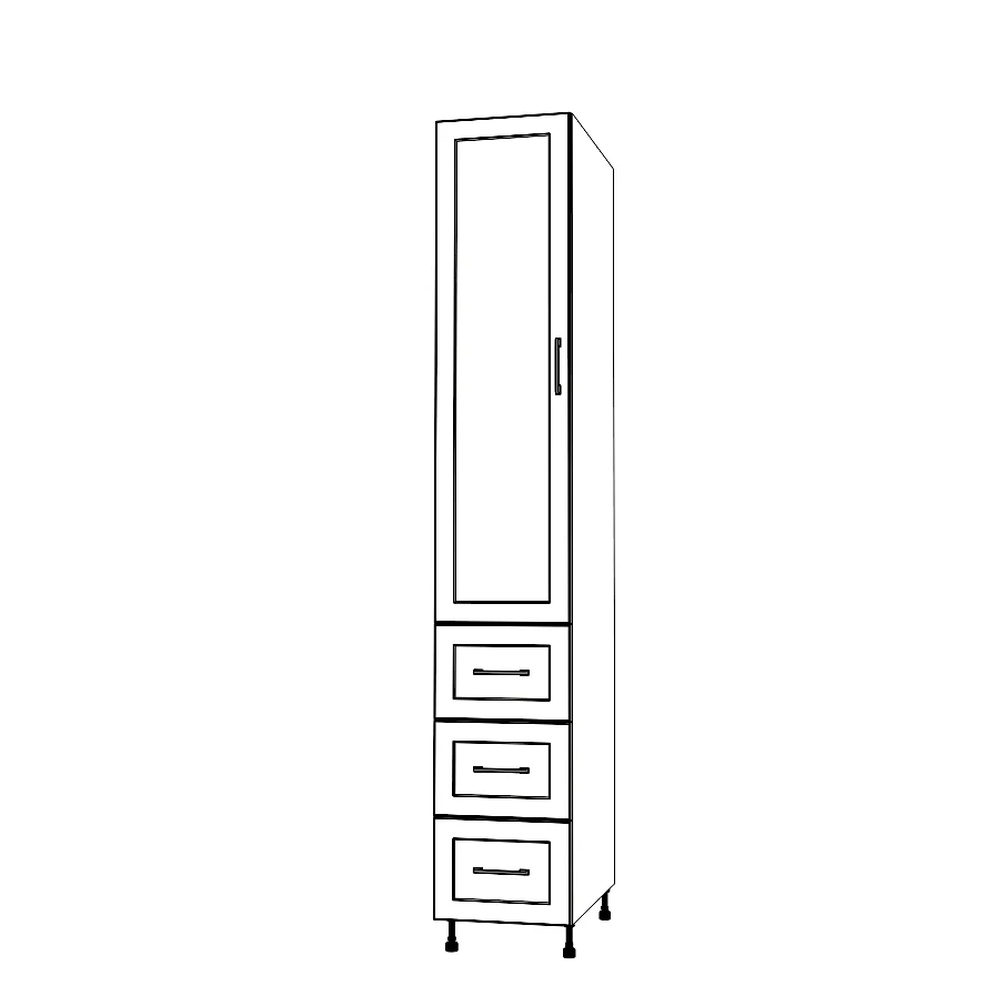 15" Wide Tall Pantry Cabinet with Drawers - Painted Doors