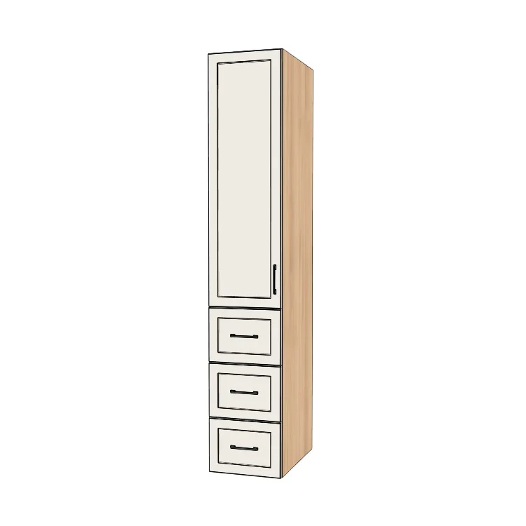 16" Wide Tall Pantry Cabinet with Drawer - (Hardrock Maple Melamine Boxes - Thermofoil Doors) 24 D