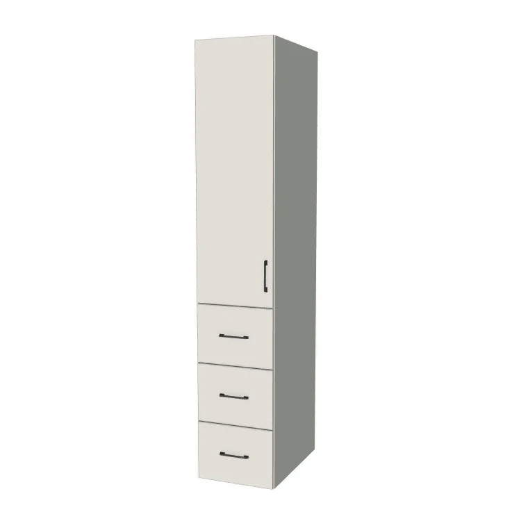 16" Wide Tall Pantry Cabinet with Drawer - (White Melamine Boxes - Flat Panel Doors) 24 D