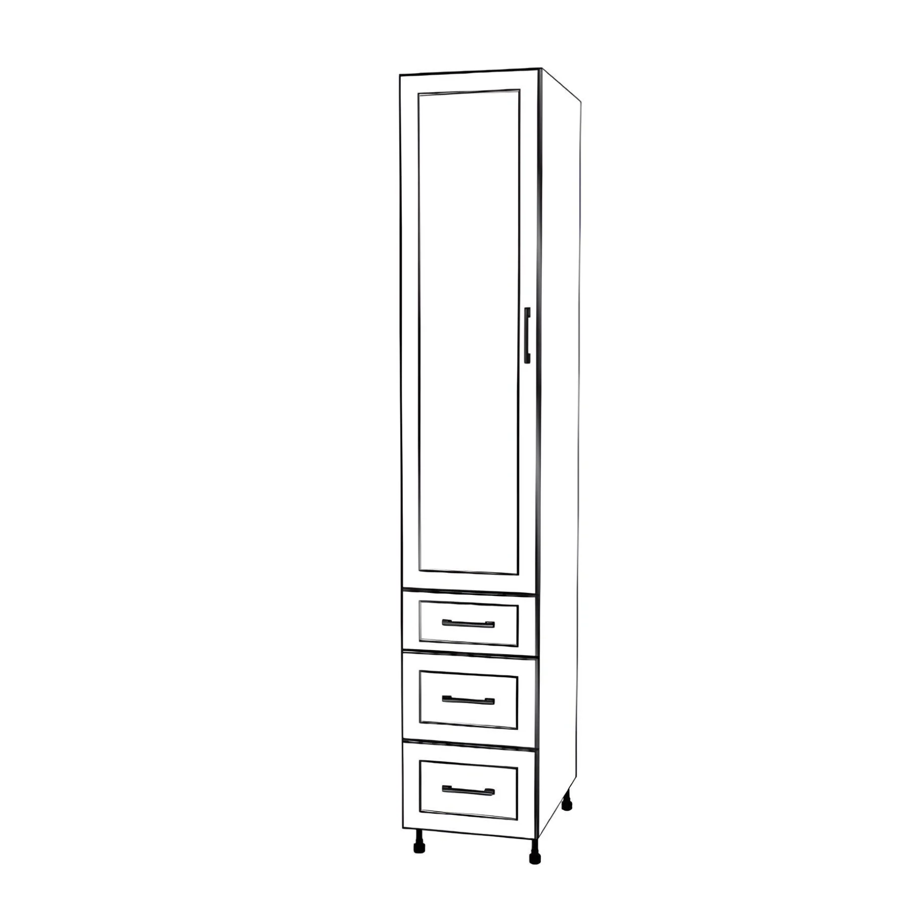 16" Wide Tall Pantry Cabinet with Drawers - Painted Doors
