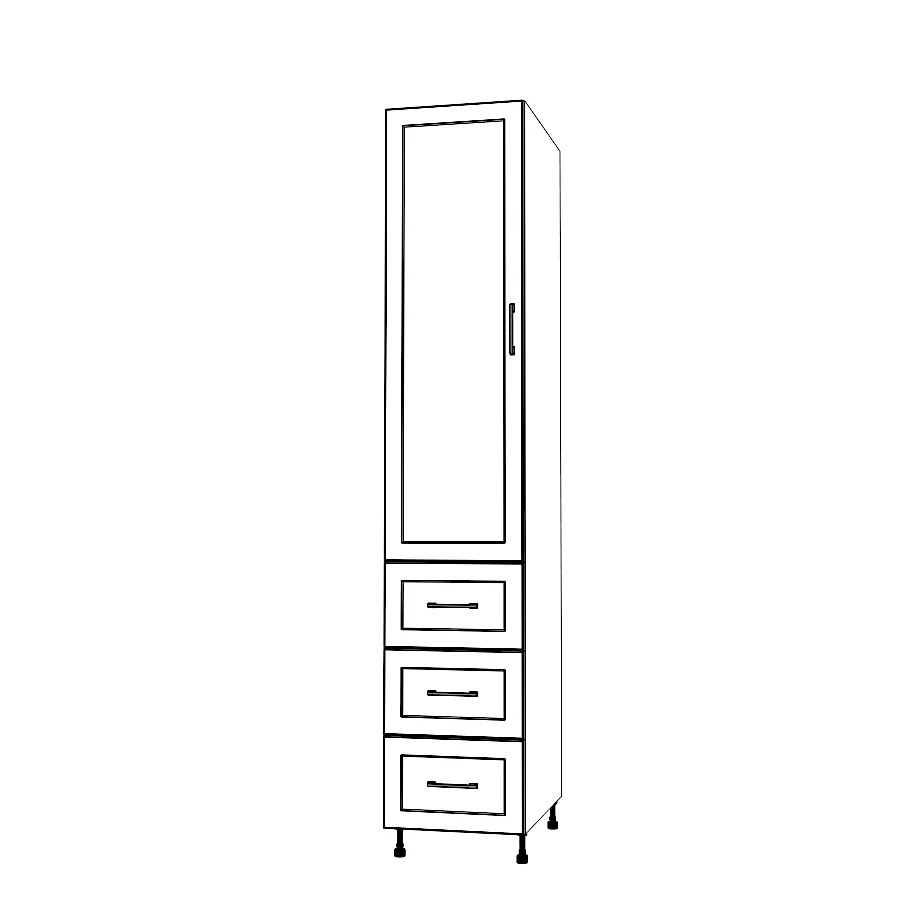17" Wide Tall Pantry Cabinet with Drawers - Painted Doors