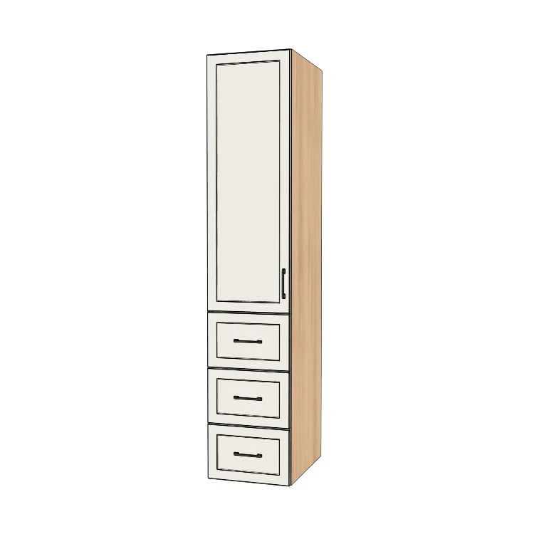18" Wide Tall Pantry Cabinet with Drawer - (Hardrock Maple Melamine Boxes - Painted Doors) 24 D