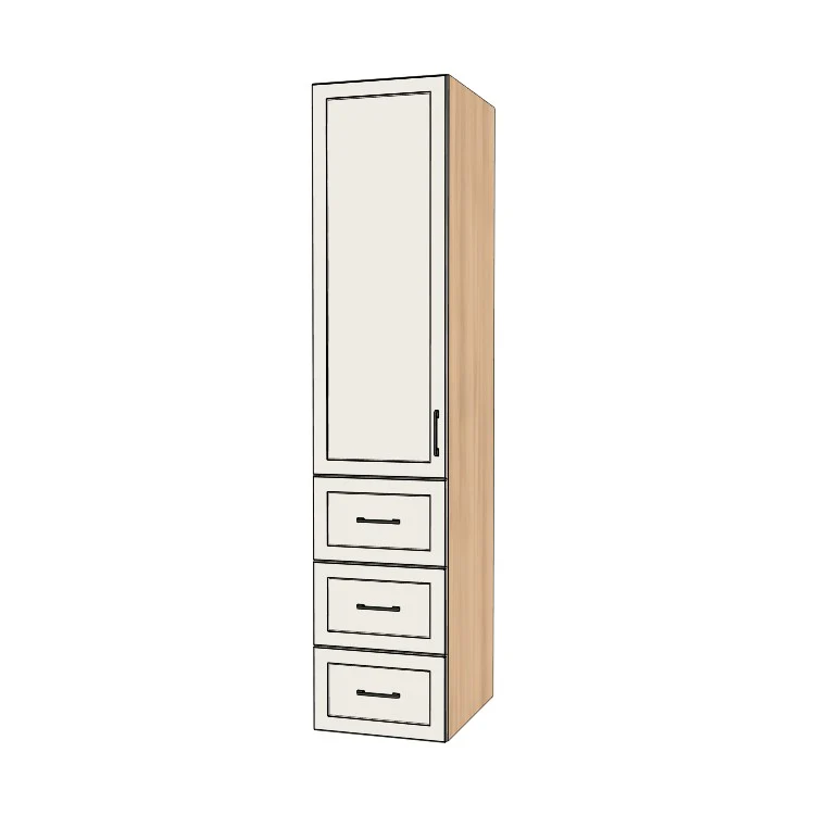 19" Wide Tall Pantry Cabinet with Drawer - (Hardrock Maple Melamine Boxes - Thermofoil Doors) 24 D