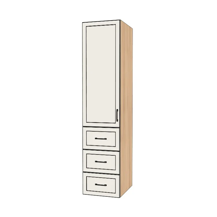 20" Wide Tall Pantry Cabinet with Drawer - (Hardrock Maple Melamine Boxes - Thermofoil Doors) 24 D
