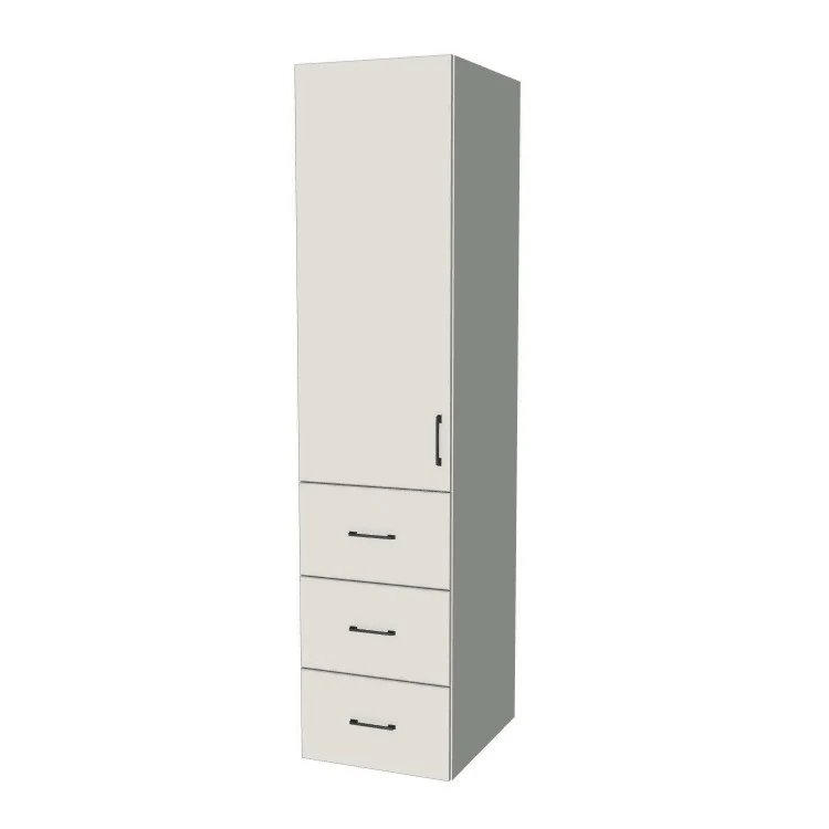 20" Wide Tall Pantry Cabinet with Drawer - (White Melamine Boxes - Flat Panel Doors) 24 D