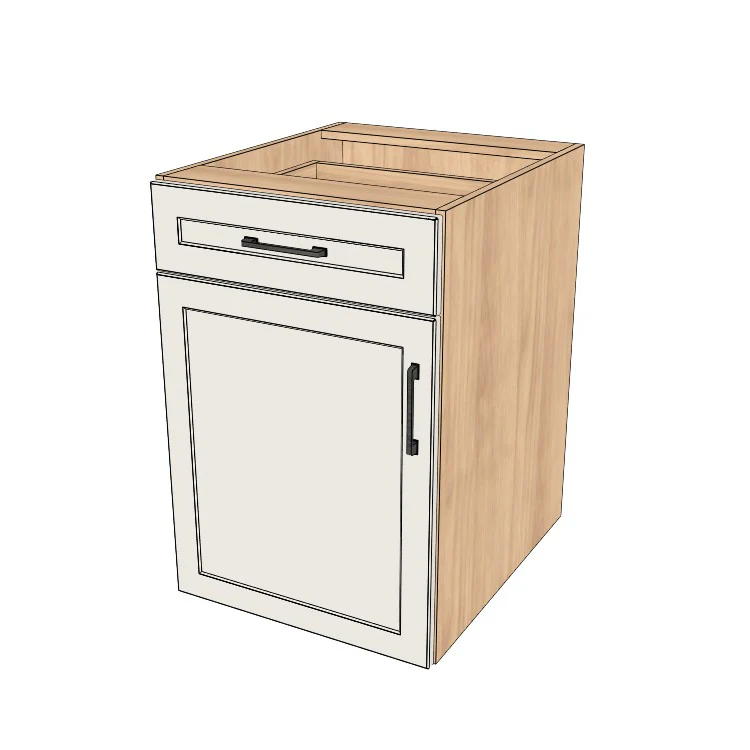 21" Wide Base Cabinet With Drawer On Top - (Hardrock Maple Melamine Boxes - Thermofoil Doors)