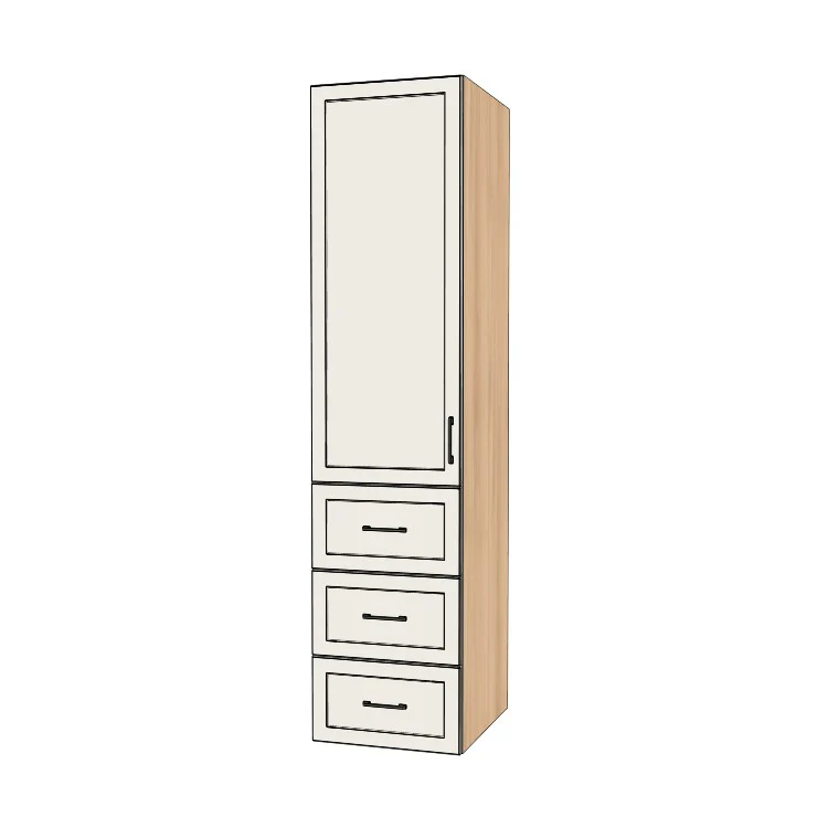 21" Wide Tall Pantry Cabinet with Drawer - (Hardrock Maple Melamine Boxes - Painted Doors) 24 D