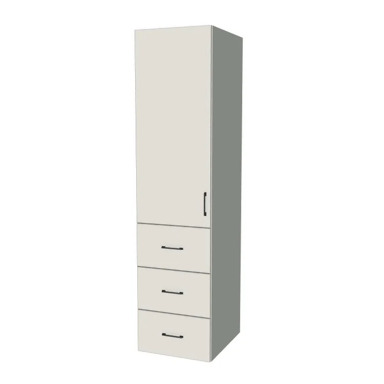 21" Wide Tall Pantry Cabinet with Drawer - (White Melamine Boxes - Flat Panel Doors) 24 D