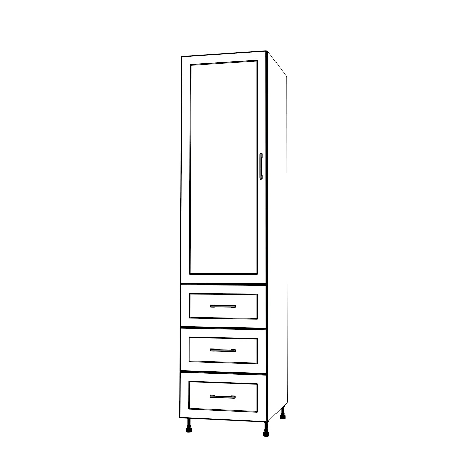 21" Wide Tall Pantry Cabinet with Drawers - Painted Doors