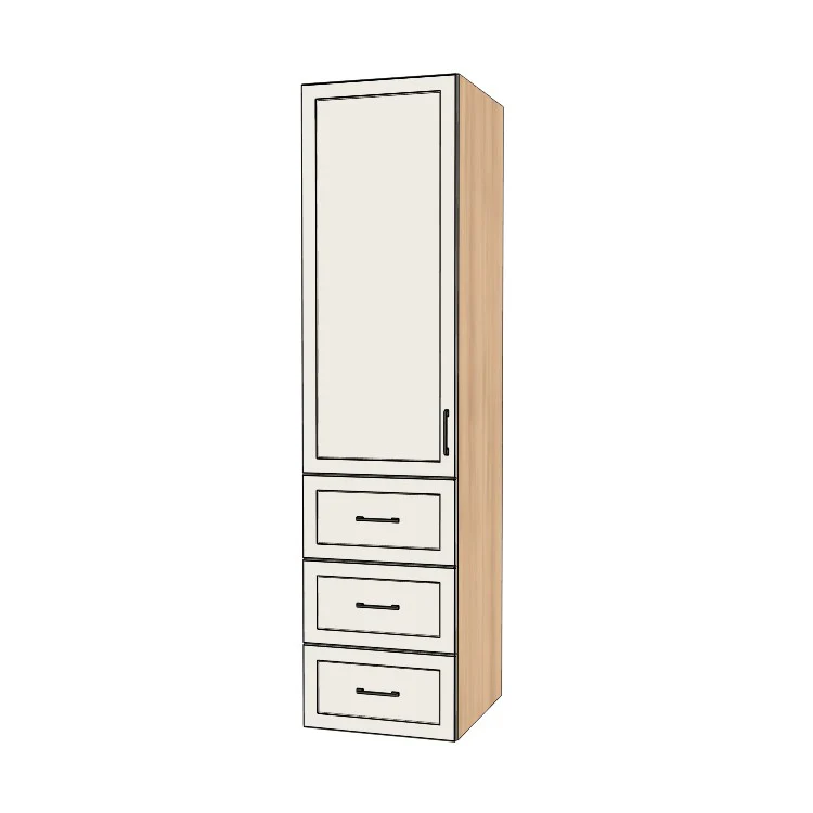 22" Wide Tall Pantry Cabinet with Drawer - (Ply Wood Boxes - Painted Doors) 24 D