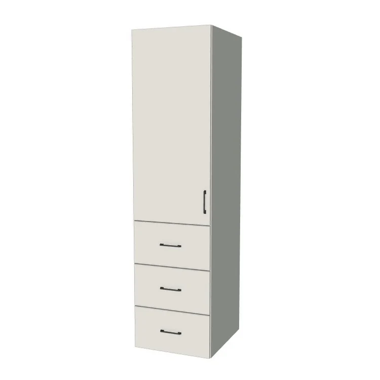 22" Wide Tall Pantry Cabinet with Drawer - (White Melamine Boxes - Flat Panel Doors) 24 D