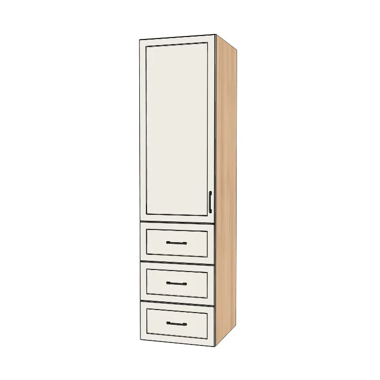 23" Wide Tall Pantry Cabinet with Drawer - (Ply Wood Boxes - Thermofoil Doors) 24 D