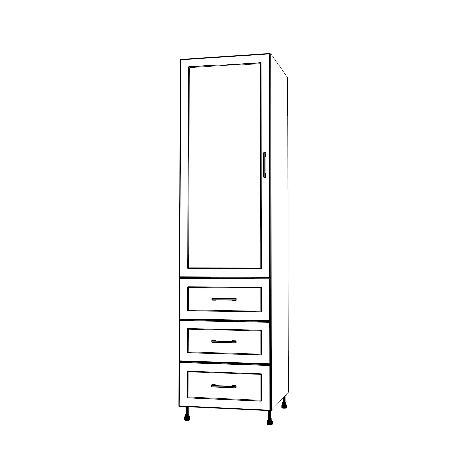 23" Wide Tall Pantry Cabinet with Drawers - Painted Doors