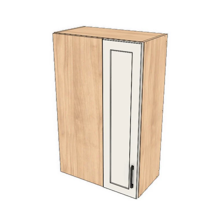 24" Wide 38" High Blind Corner Wall Cabinet - Door on Right/Left Side - (Hardrock Maple Melamine Boxes - Thermofoil Doors)