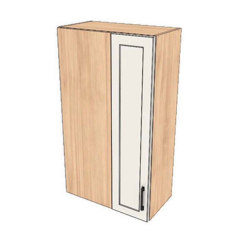 24" Wide 42" High Blind Corner Wall Cabinet - Door on Right/Left Side - (Hardrock Maple Melamine Boxes - Thermofoil Doors)