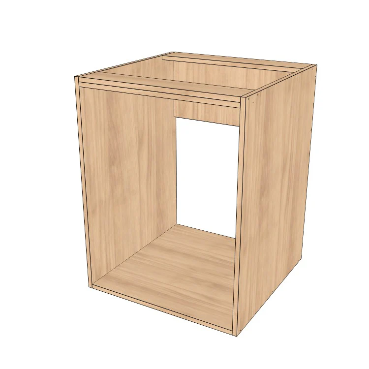 24" Wide Base Cabinet - Sink Cabinet - No Back - (Hardrock Maple Melamine Boxes - Thermofoil Doors) - Image 2