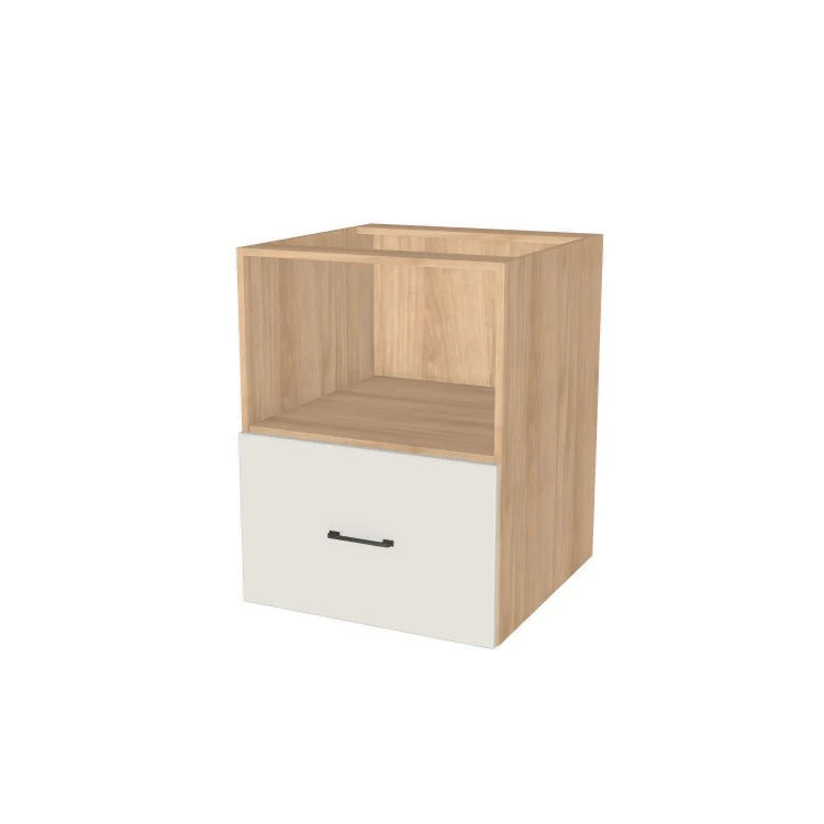 24" Wide Base Microwave Cabinet  - (Hardrock Maple Melamine Boxes - Flat Panel Doors)