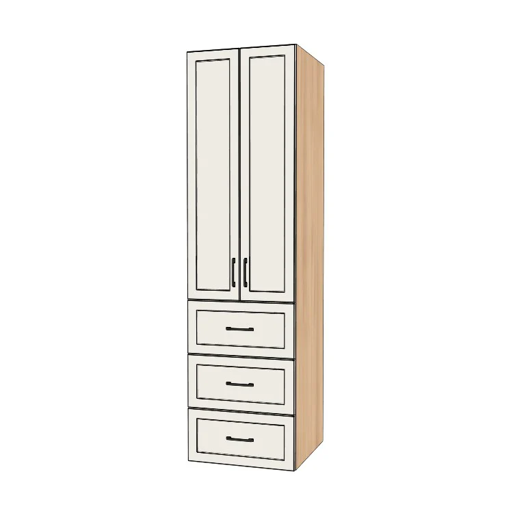 24" Wide Tall Pantry Cabinet with Drawer - (Ply Wood Boxes - Thermofoil Doors) 24 D