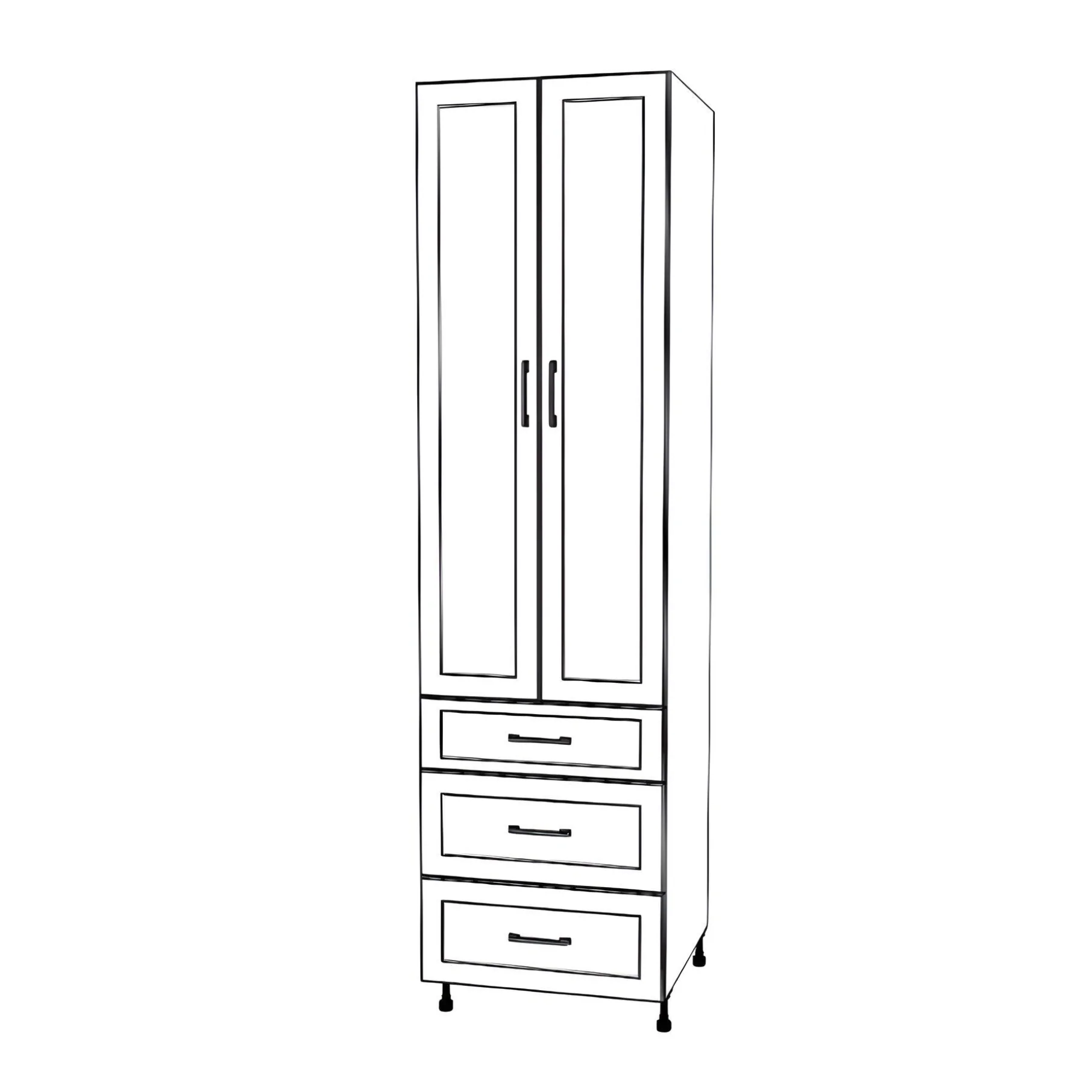 24" Wide Tall Pantry Cabinet with Drawers - Painted Doors