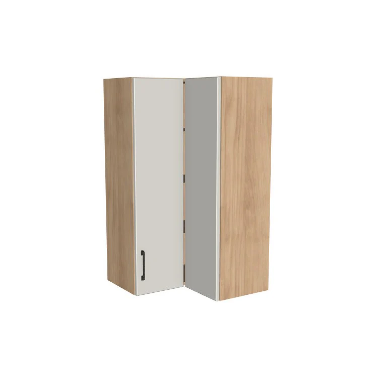 24x24" Wide x 42" High Corner Wall Cabinet - (Hardrock Maple Melamine Boxes - Flat Panel Doors)
