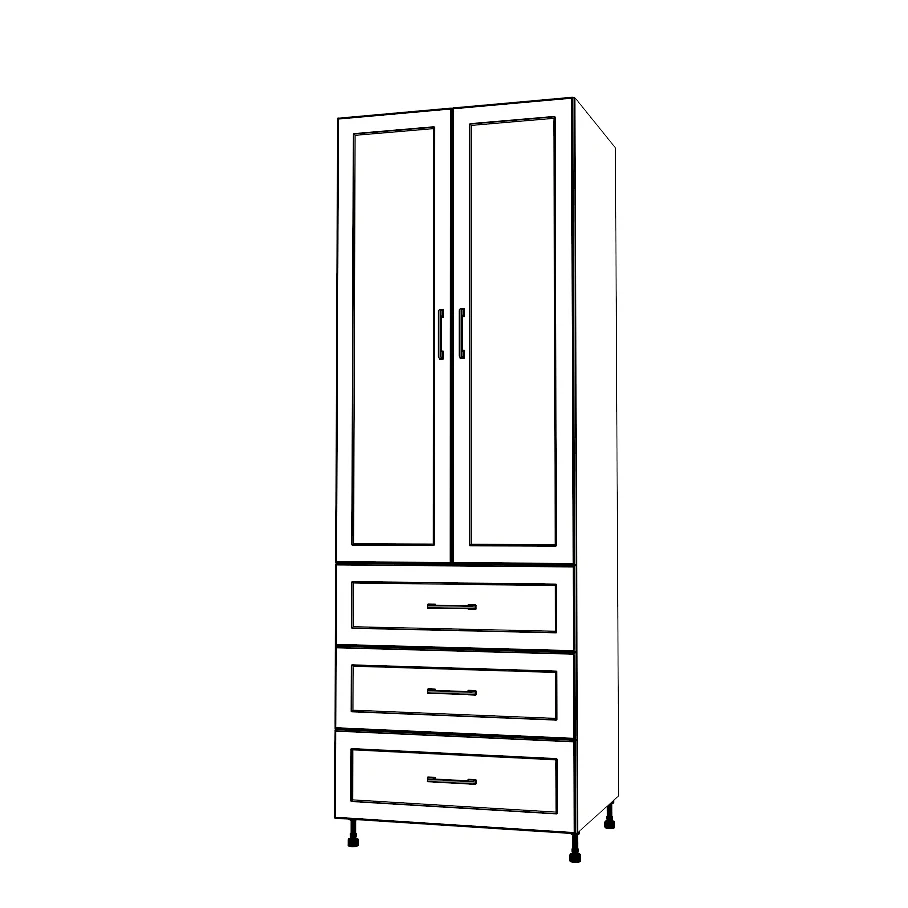 25" Wide Tall Pantry Cabinet with Drawers - Painted Doors