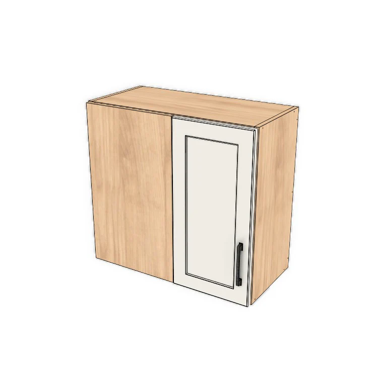 26" Wide 24" High Blind Corner Wall Cabinet - Door on Right/Left Side - (Hardrock Maple Melamine Boxes - Thermofoil Doors)