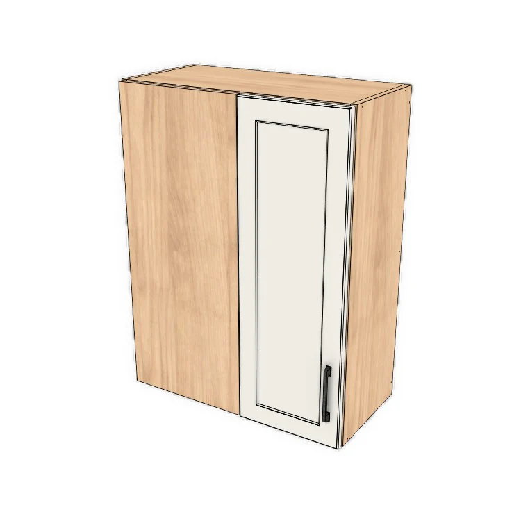 26" Wide 34" High Blind Corner Wall Cabinet - Door on Right/Left Side - (Hardrock Maple Melamine Boxes - Thermofoil Doors)