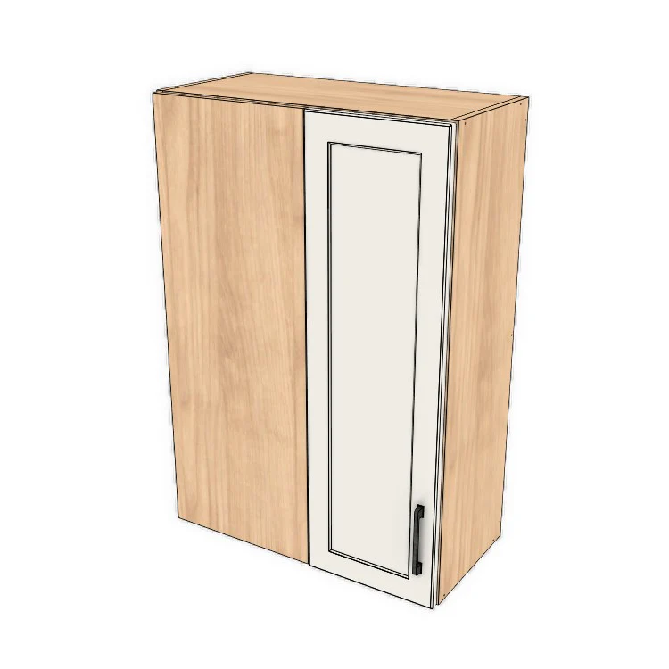 26" Wide 38" High Blind Corner Wall Cabinet - Door on Right/Left Side - (Hardrock Maple Melamine Boxes - Thermofoil Doors)