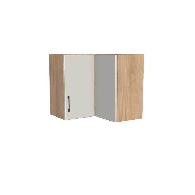 26x26" Wide x 24" High Corner Wall Cabinet - (Hardrock Maple Melamine Boxes - Flat Panel Doors)