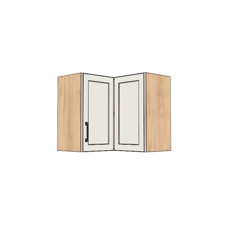 26x26" Wide x 24" High Corner Wall Cabinet - (Hardrock Maple Melamine Boxes - Painted Doors)