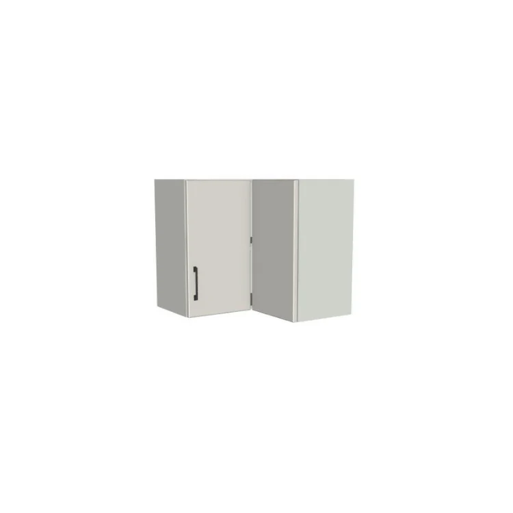 26x26" Wide x 24" High Corner Wall Cabinet - (White Melamine Boxes - Flat Panel Doors)