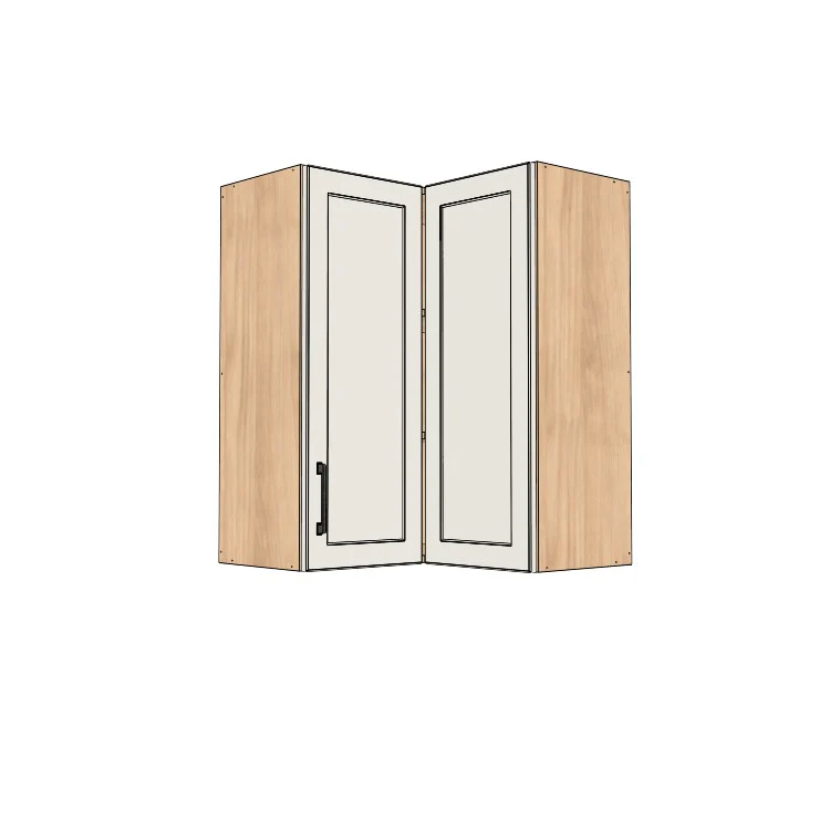26x26" Wide x 34" High Corner Wall Cabinet - (Hardrock Maple Melamine Boxes - Painted Doors)