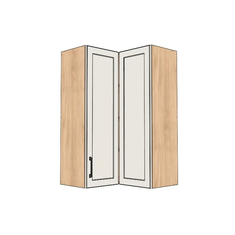 26x26" Wide x 42" High Corner Wall Cabinet - (Hardrock Maple Melamine Boxes - Painted Doors)