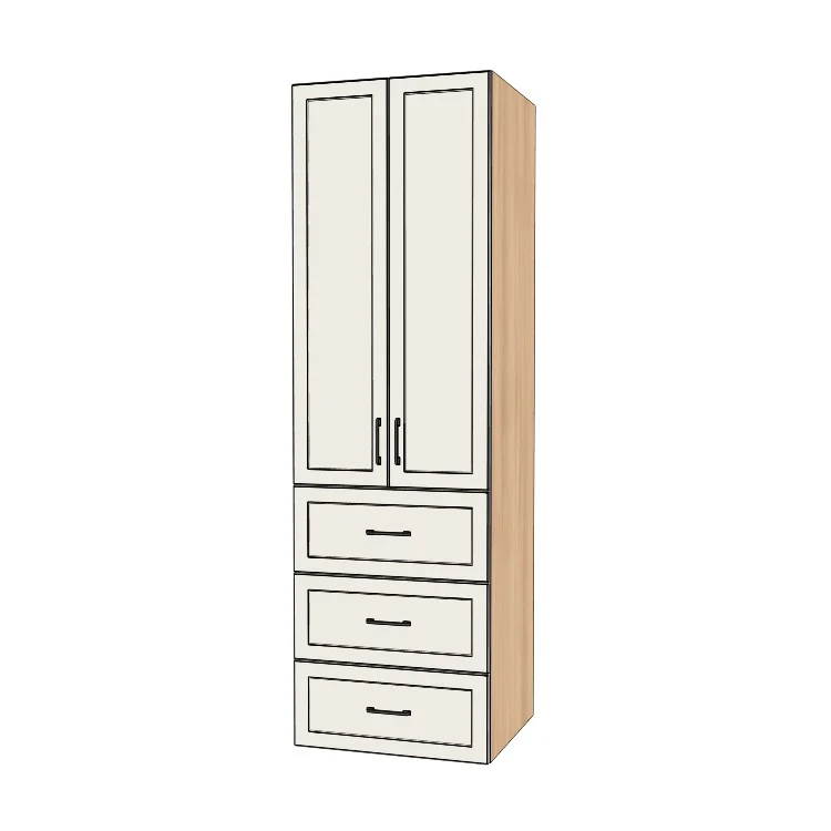 27" Wide Tall Pantry Cabinet with Drawer - (Hardrock Maple Melamine Boxes - Painted Doors) 24 D