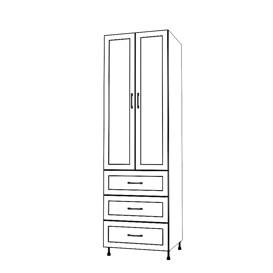 27" Wide Tall Pantry Cabinet with Drawers - Painted Doors