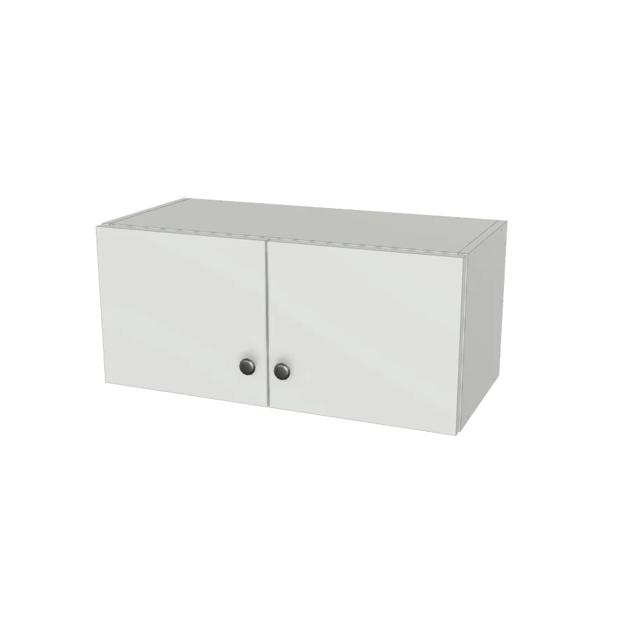 27" Wide x 12" High Wall Cabinet - (White Melamine Boxes - Flat Panel Doors)