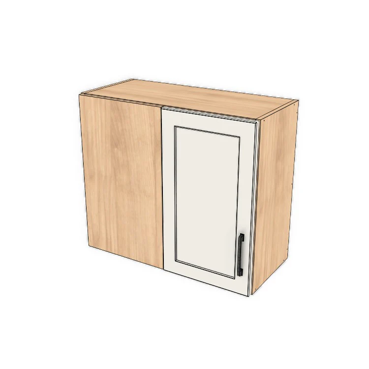 28" Wide 24" High Blind Corner Wall Cabinet - Door on Right/Left Side - (Hardrock Maple Melamine Boxes - Thermofoil Doors)