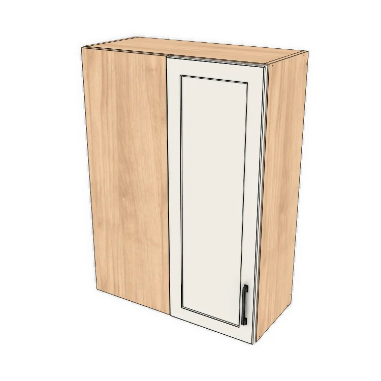 28" Wide 38" High Blind Corner Wall Cabinet - Door on Right/Left Side - (Hardrock Maple Melamine Boxes - Thermofoil Doors)