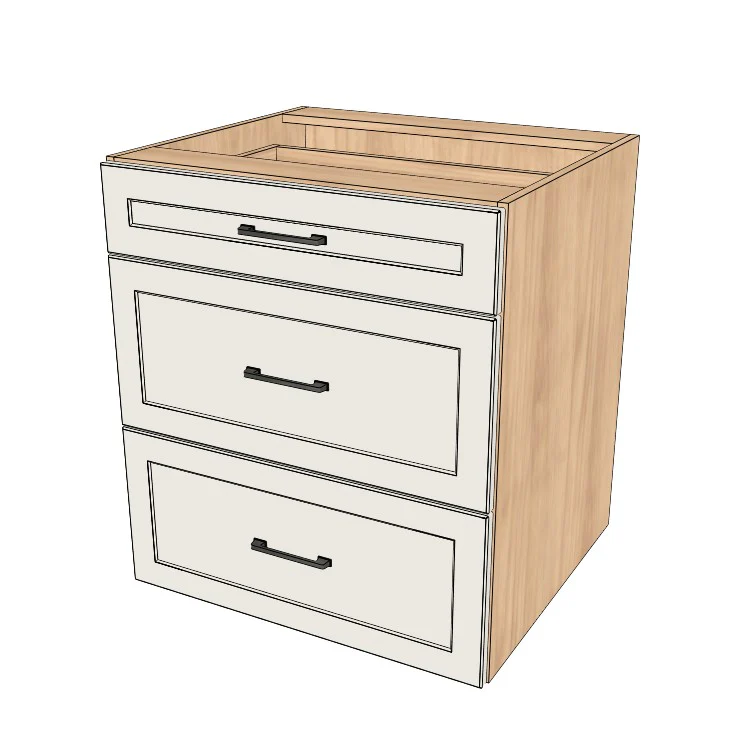 28" Wide Drawer Cabinet - (Hardrock Maple Melamine Boxes - Painted Doors)